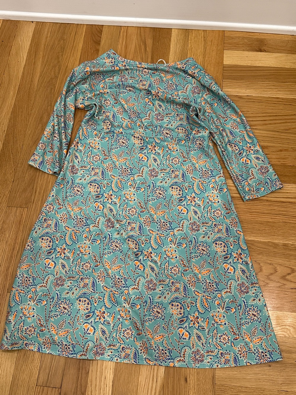 Women's Blue Floral V-Neck Midi Dress - Picture 5 of 6
